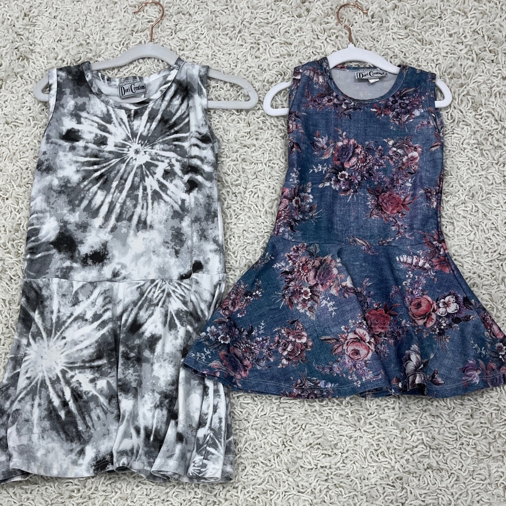 Dori Creations dresses - 1 Tie-Dye & 1 Floral girls dress